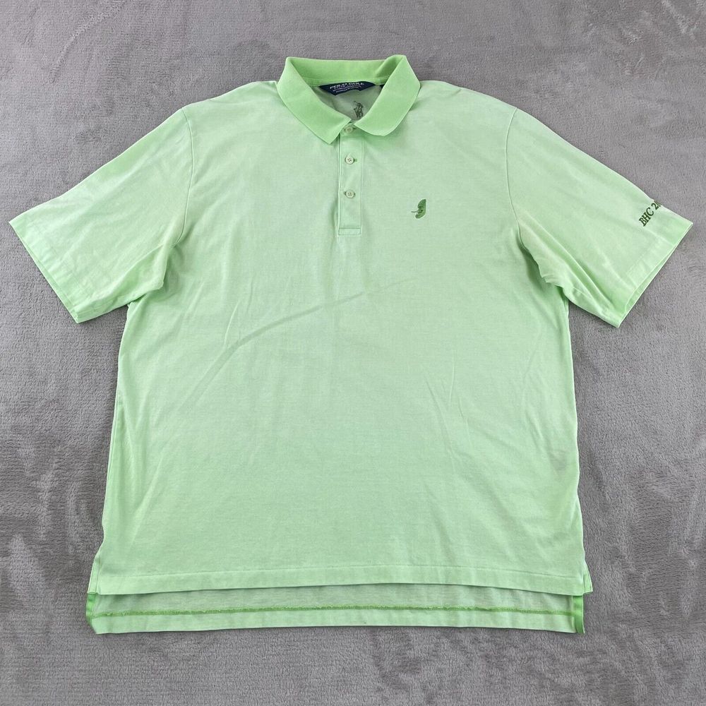 Polo Golf Ralph Lauren Men Large Green Supima Peruvian Cotton Short Sleeve Pony